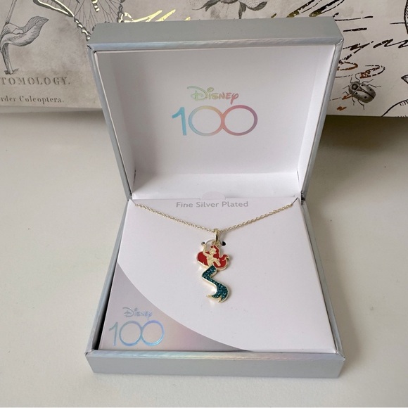 DISNEY fine silver plated gold tone necklace Disney 100 Ariel The Little Mermaid - Picture 2 of 6